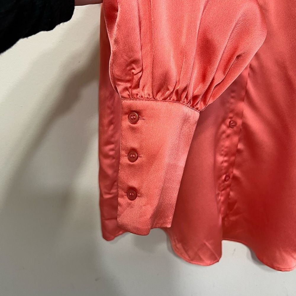 Halogen Orange Button Down Blouse Career Wear Sma… - image 3
